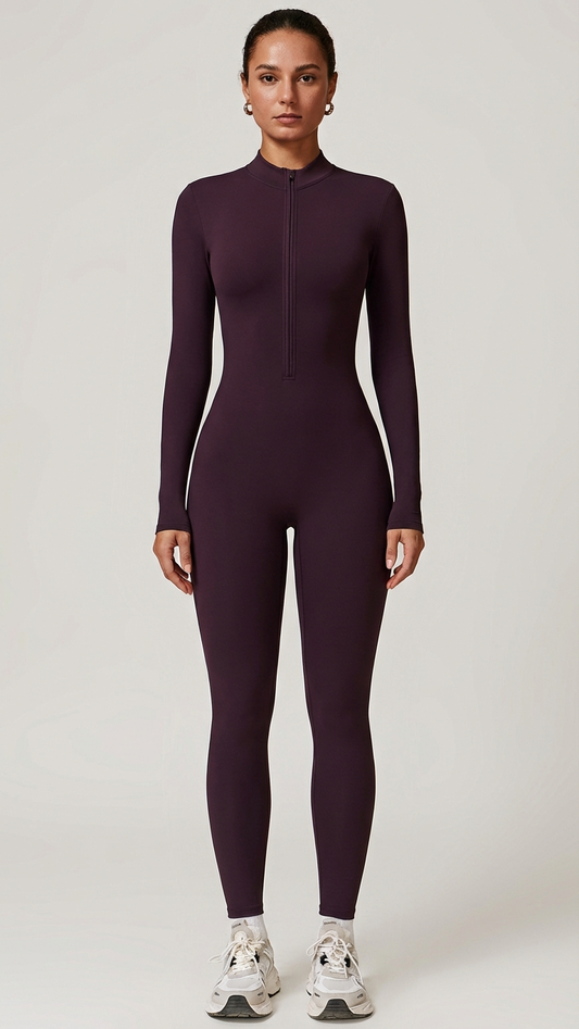 Warm Zipper Long-sleeved Jumpsuit